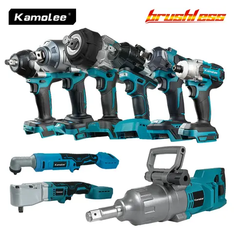 Kamolee 브러시리스 무선 전기 렌치 전동 공구, 18V 마키타 배터리와 호환 가능, 520 ~ 5800N.m