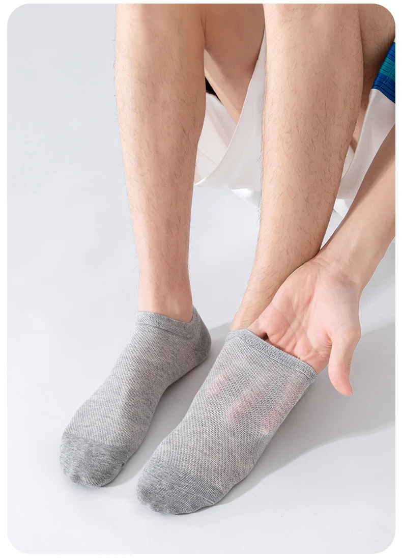 7 Pairs Men Socks Antibacterial Anti-odor Breathable Cotton No Show Short Socks Solid Color Men's Boat Socks