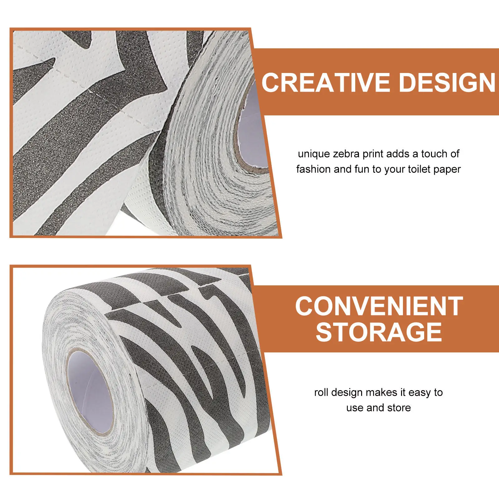 2Pcs Zebra Print Toilet Paper Creative 3D Textured Bathroom Tissue Soft Durable Animal Pattern Fun Decor Zebra Cake