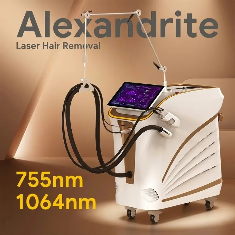 Professional Dual Wavelength Alexandrite Laser System 755nm 1064nm Hair Removal Device for Beauty Clinics