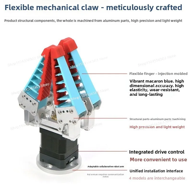 Flexible Adaptive Mechanical Jaw, Electric Soft Gripper, Two/Three/Four Fingers