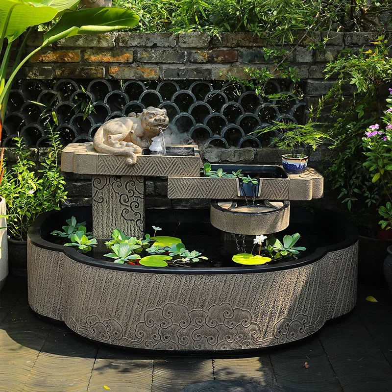 YY Terrace Circulating Water Decoration Large Fish Tank Landscape Fountain Pool