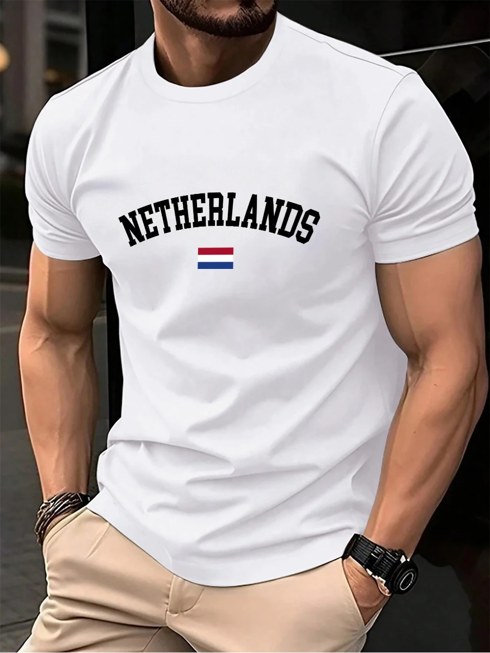 Nederlandse Vlag Prints Mannen T-shirt Katoen Zomer Oversized O-hals Tops Korte Mouw Comfortabele Zachte T-shirt Casual Kleding