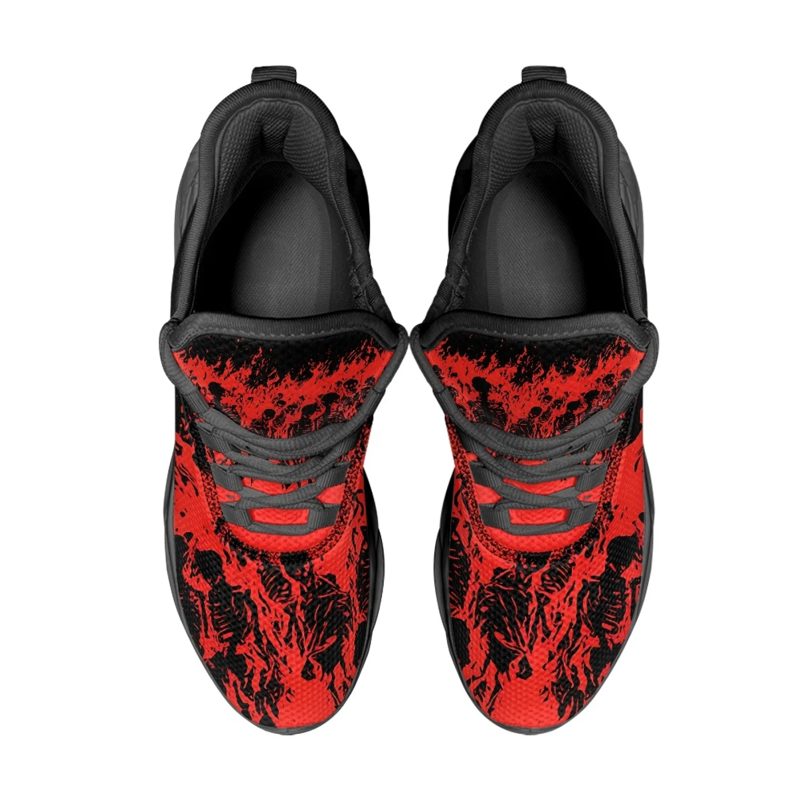 PENSTROLL Non Slip Running Shoes Comfortable Men's Running Shoes for Walking Mens Red Flame Skeleton