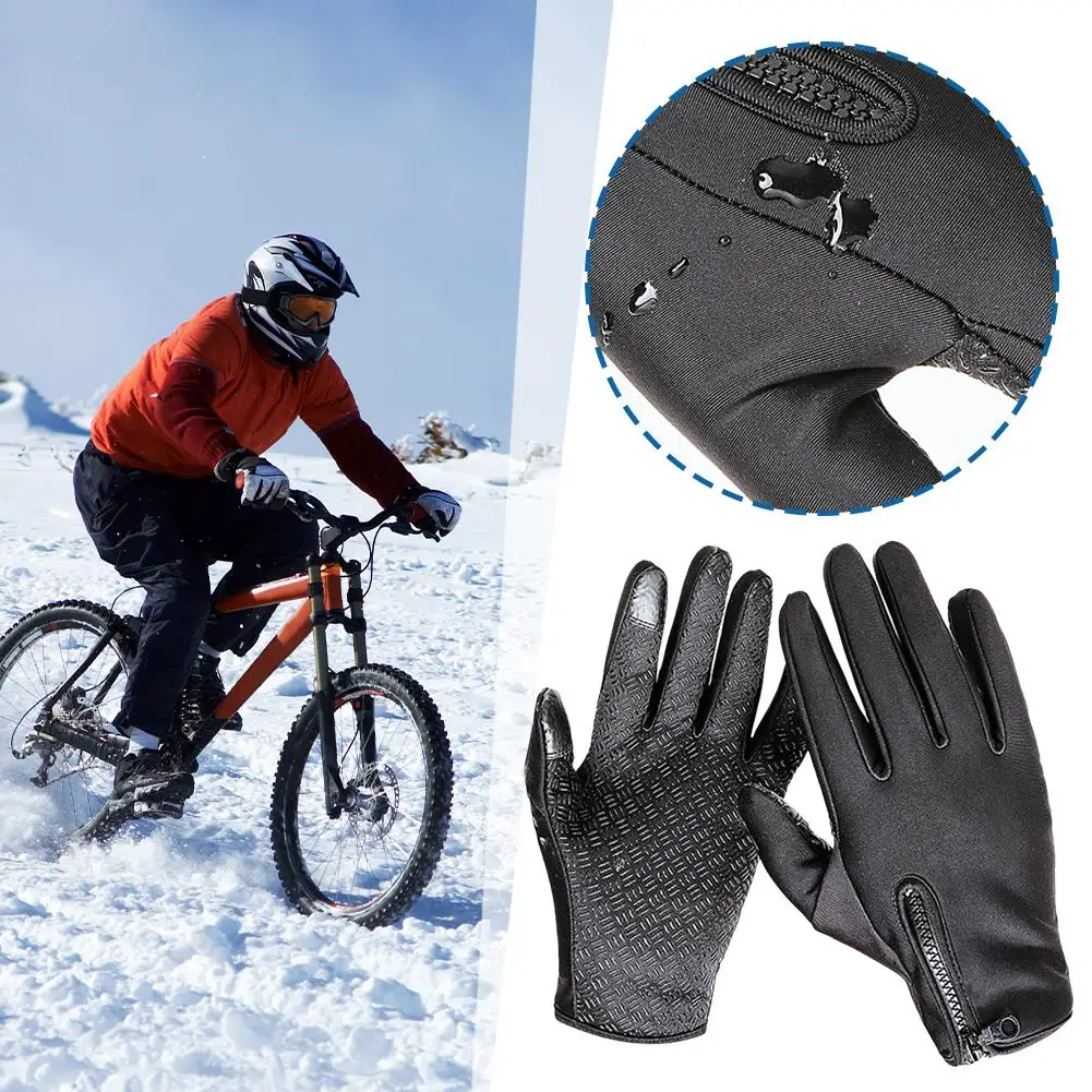 Winter Warm Outdoor Riding Bike Fishing Polar Fleece Glove New Two-finger Waterproof Non-slip Screen Exposed Unisex Touch G N5N5