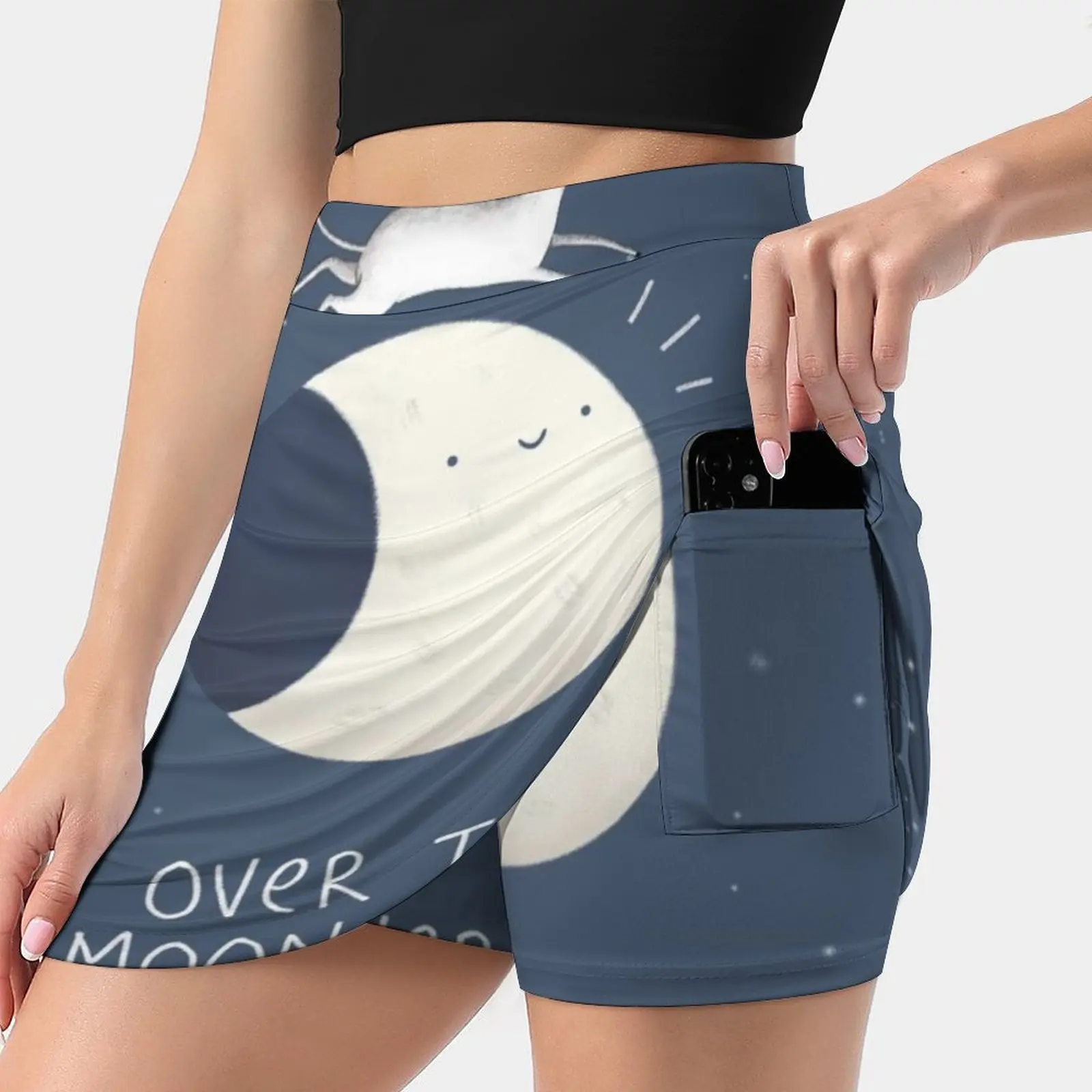 

Over The Moon-Icorn Women's skirt With Pocket Vintage Skirt Printing A Line Skirts Summer Clothes Over The Moon Moon Moonicorn