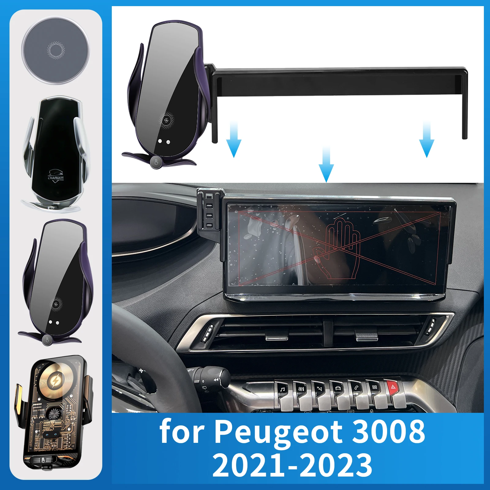 

Car Mobile Phone Holder for Peugeot 3008 2021-2023 Charging Bracket Navigation Stand Auto Accessories
