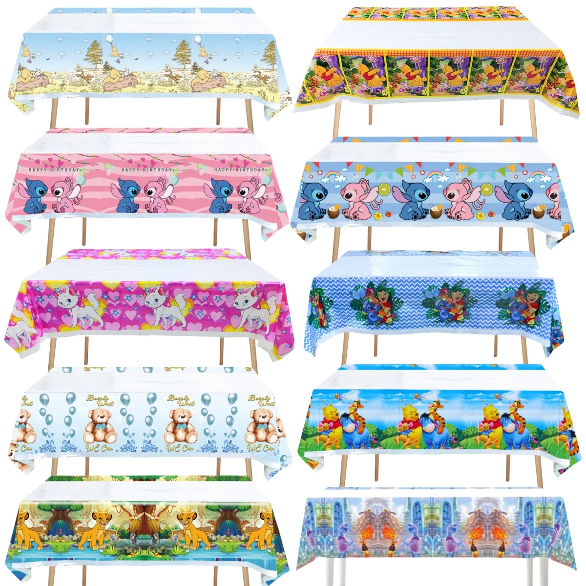 Disney Winnie the Pooh Tablecloth Birthday Party Decoration LionKing tablecloth Stitch Tablecover Baby Shower Kid Party Supplies