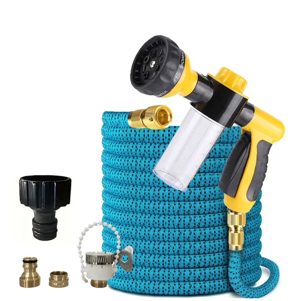 

Садовый шланг, Расширяемый волшебный шланг высокого давления для полива и очистки сада, спринклерная головка с металлическим соединением, спринклерное устройство