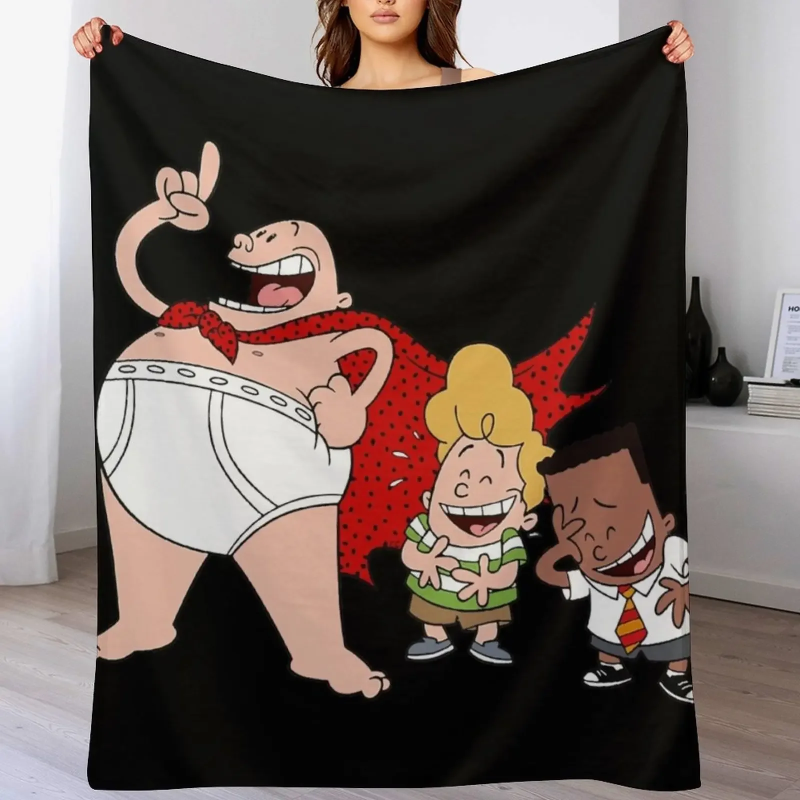 captain underpants cartoon Throw Blanket Sofa Quilt Plush Hairy for babies Blankets