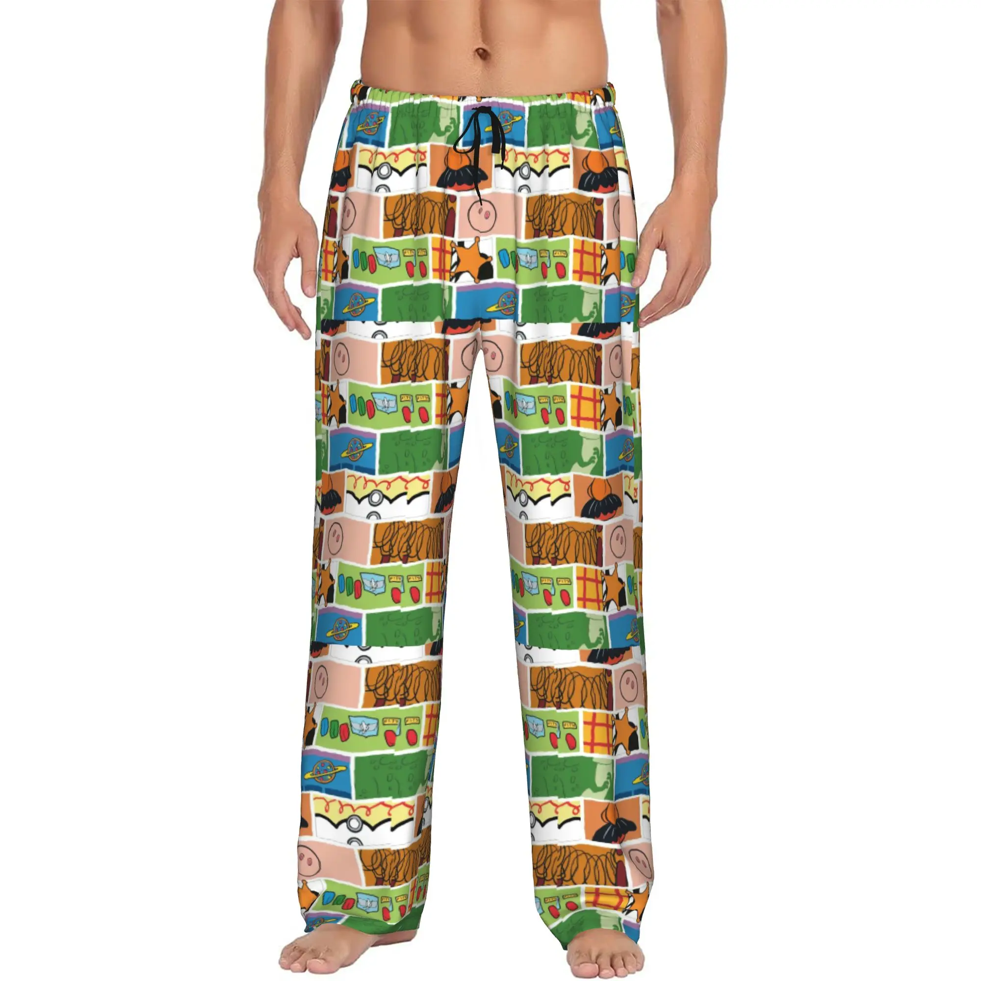 

Custom T-Toy Cartoon S-Story Pajama Pants Sleepwear for Men Elastic Waistband Sleep Lounge Bottoms with Pockets