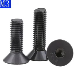 M3 - 0.5  3mm DIN7991 Black 10.9 Class Alloy Steel Hex Socket Countersunk Head Screw Flat Hex Socket bolts DIN 7991