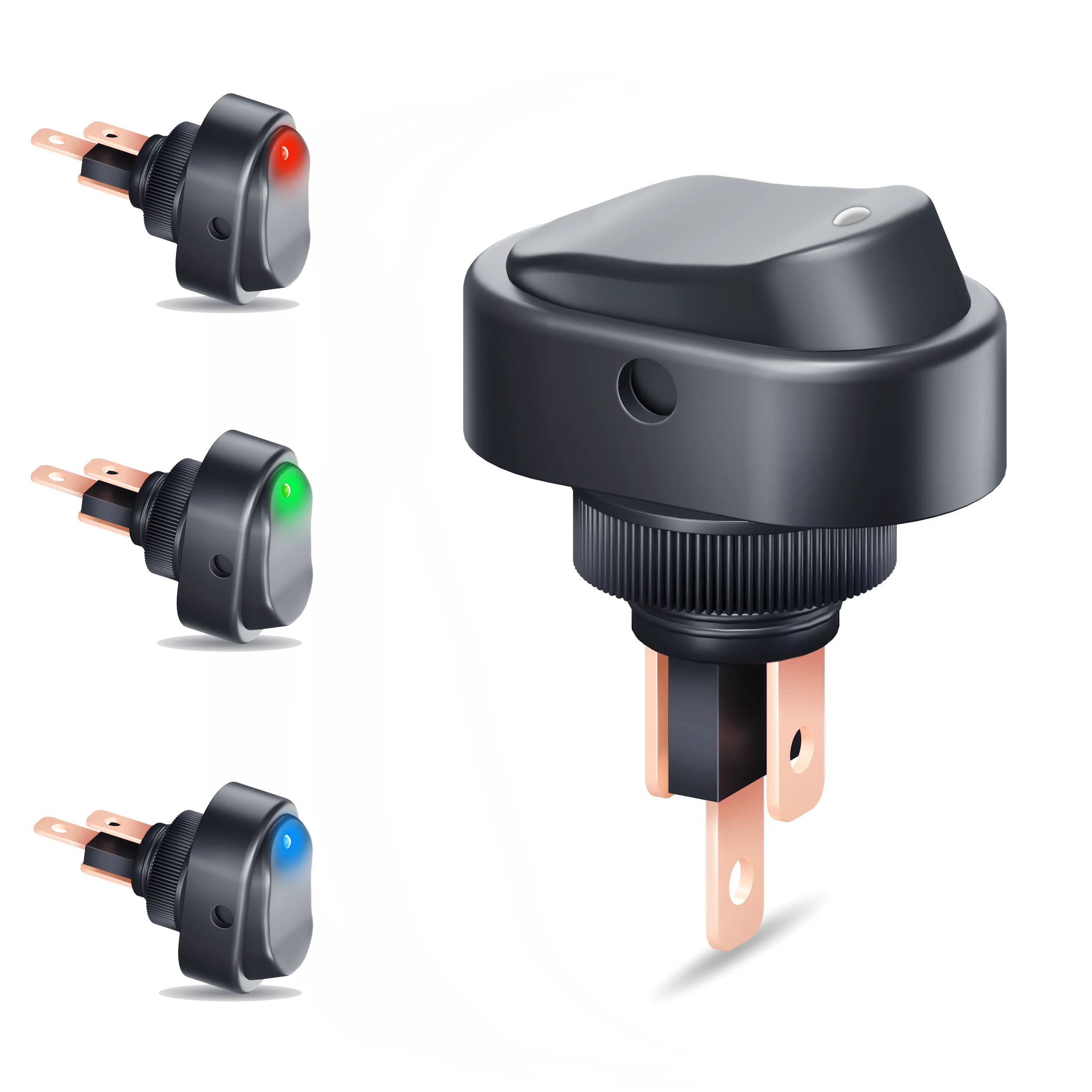 12 mm wasserdichter Wippschalter in Blau/Rot/Grün, 12 V, 30 A, 3-polig, SPST, EIN/AUS, Hochstrom-Kippschalter, oval, für Auto, Boot