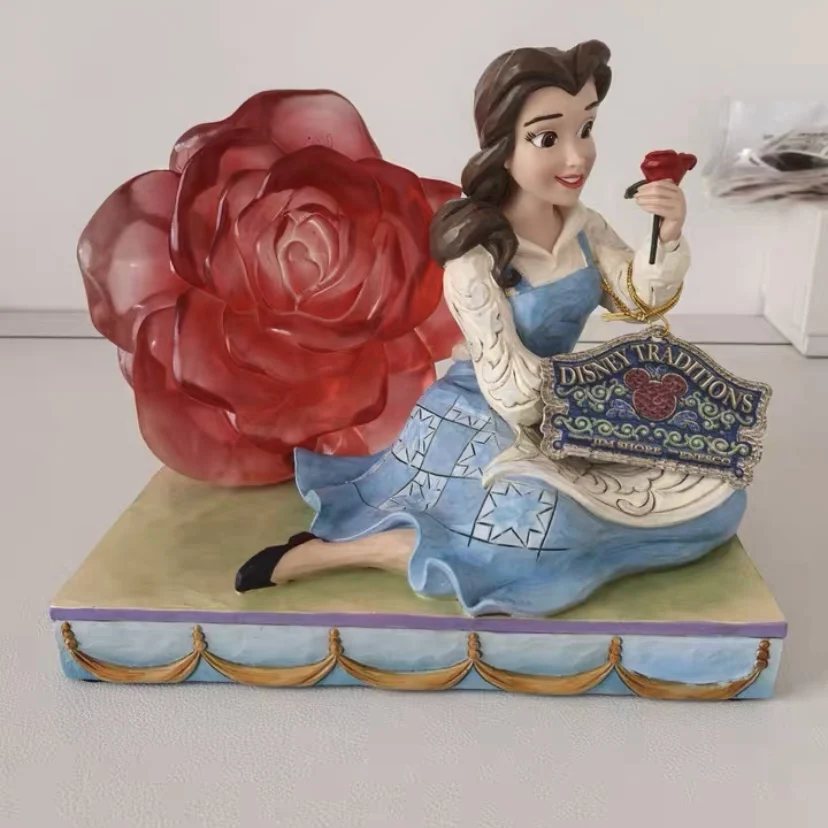 Disney Beauty and the Beast Princess Belle Rose Resin Figurine - Collectible Souvenir & Valentine's Day Gift