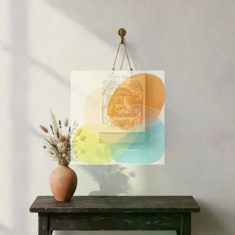 2027 Nepal Hand Drawn Standing Calendar Cartoon Illustrations with Hanging Rope Dual Use for Desktop & Wall Decoration