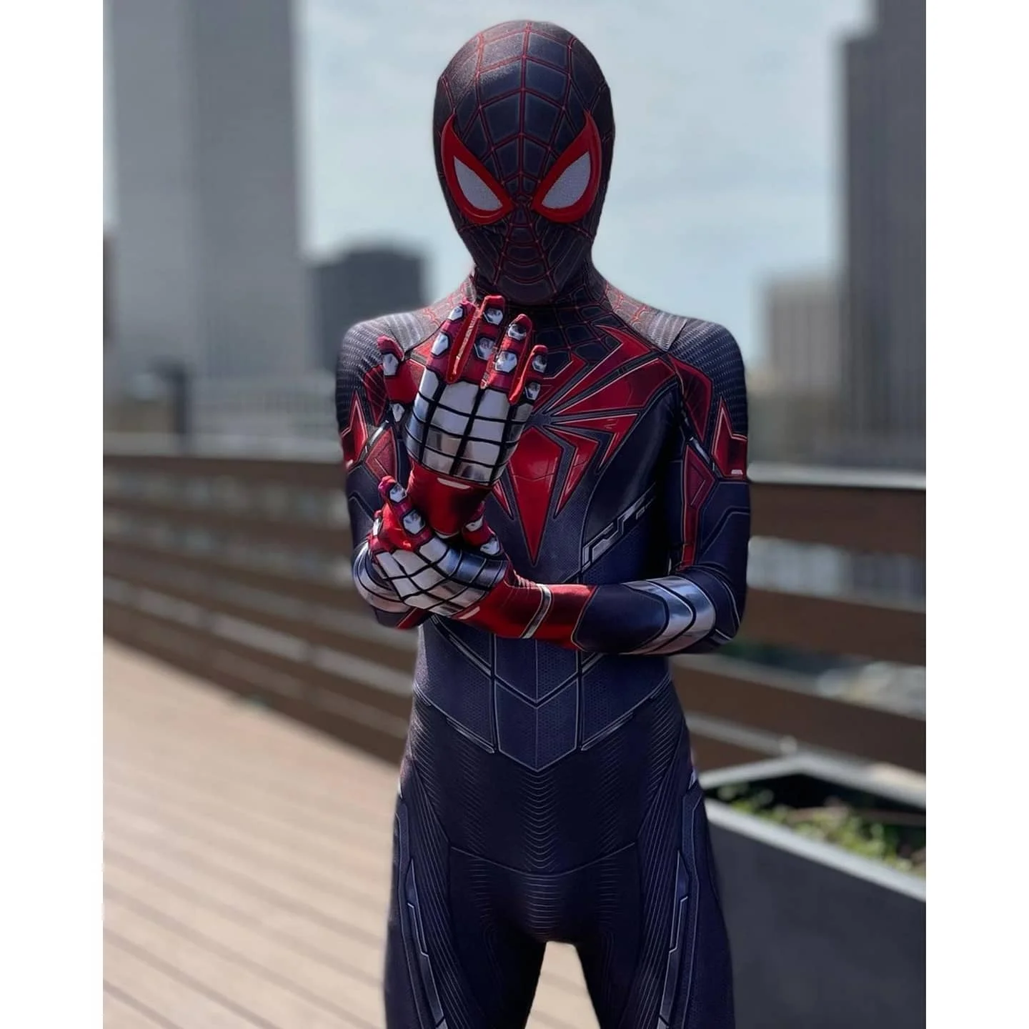 Adults  Spidercosplay PS5 Miles Morales Advanced Tech Superhero Cosplay Costume Full Bodysuit Zentai Party Jumpsuit