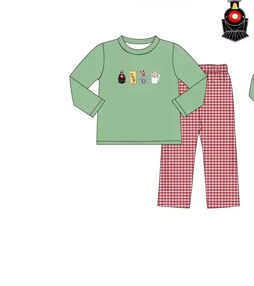 

Hot Sale Christmas Bodysuit Children Clothing Matching Siblings Clothing Set Express Print Boys Girls Clothing Set