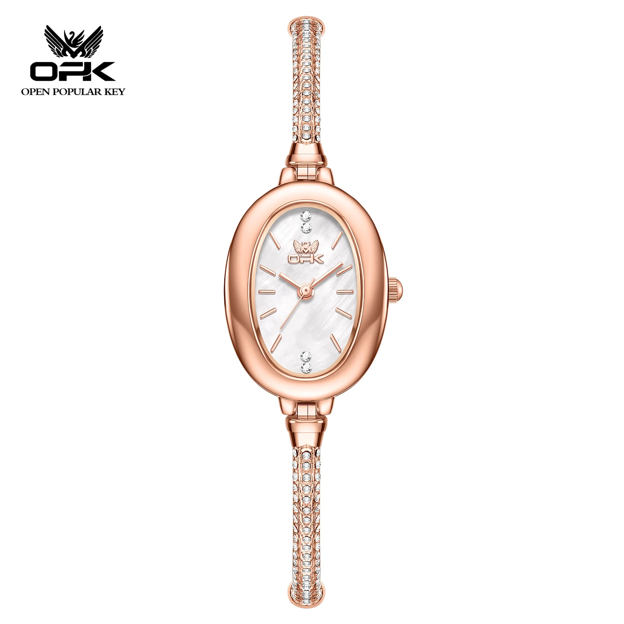 OPK Brand New Exquisite and Elegant Half Bracelet Small Oval Waterproof Women's Quartz Watch 6097