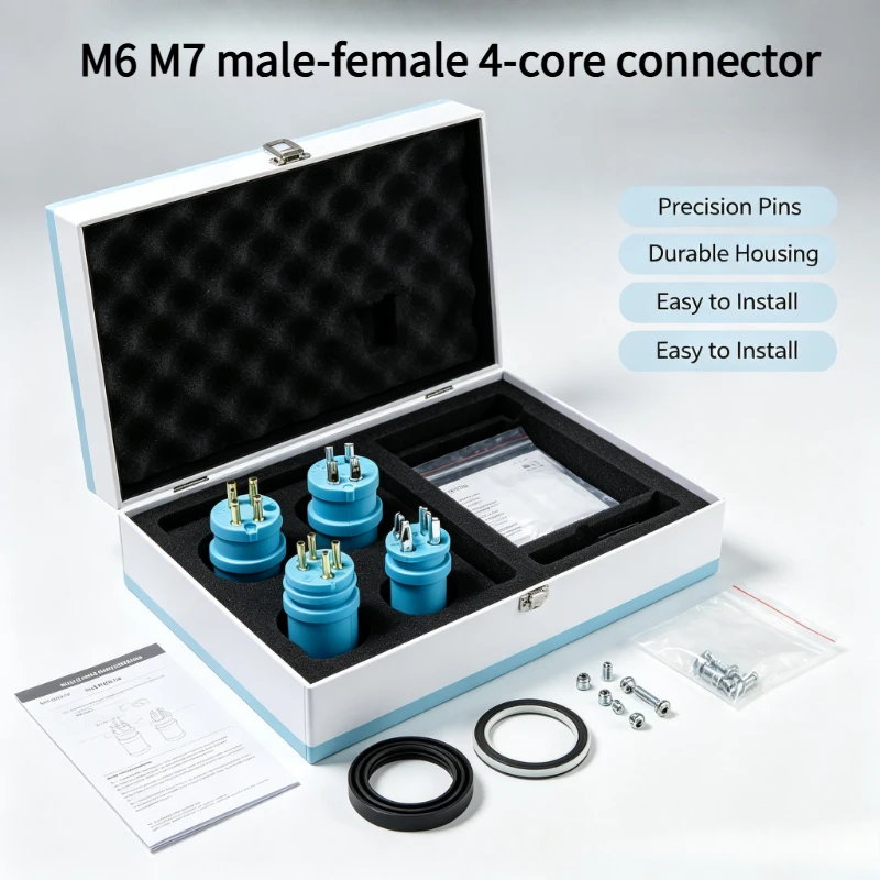 M6 M7 Circular Waterproof Connector Plug & Socket, 4‑Core Male‑Female Mating Connector for Shared Electric Scooter Equipment