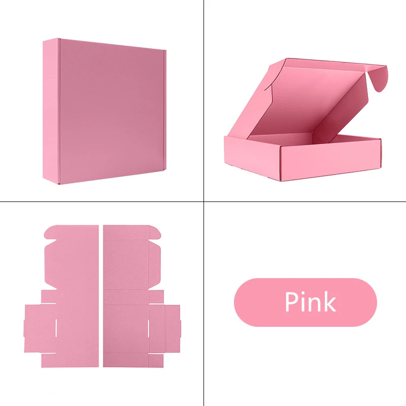 10pcs Pink Small Cardboard Packaging Box Thicken 3 Layer Corrugated Recycled Paper Shipping Box for Business