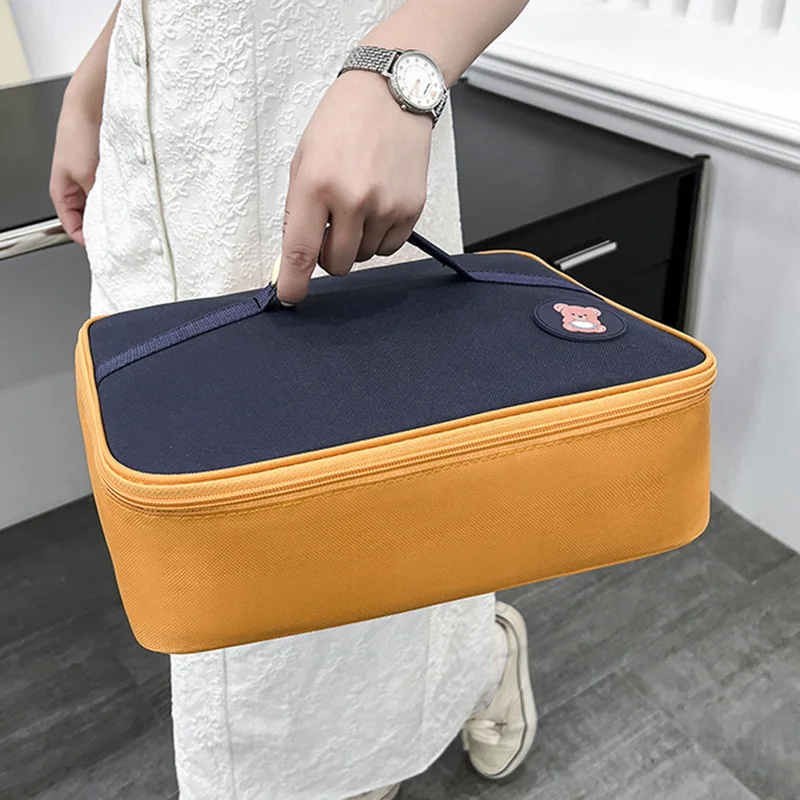 

Bear Large Capacity Cartoon New Dual-Purpose Student Lunch Box Multifunctional Portable Separated Dinner Plate Insulation Bag