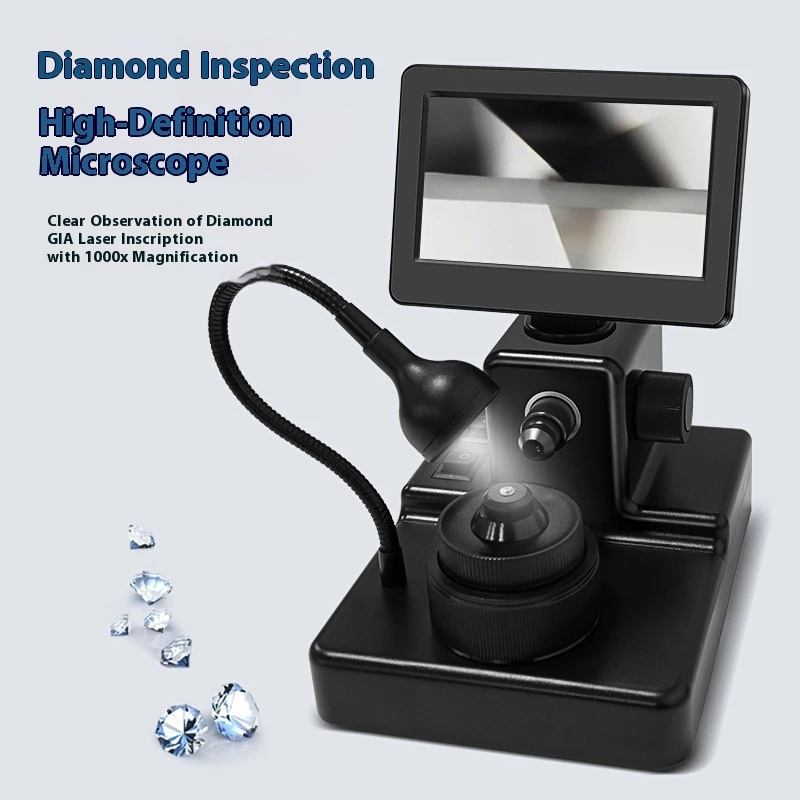 4.3 Inch HD Digital Stereo Video Microscope Magnifier 1000X 12MP Diamond Jewelry Microscope for Jewelry Identification