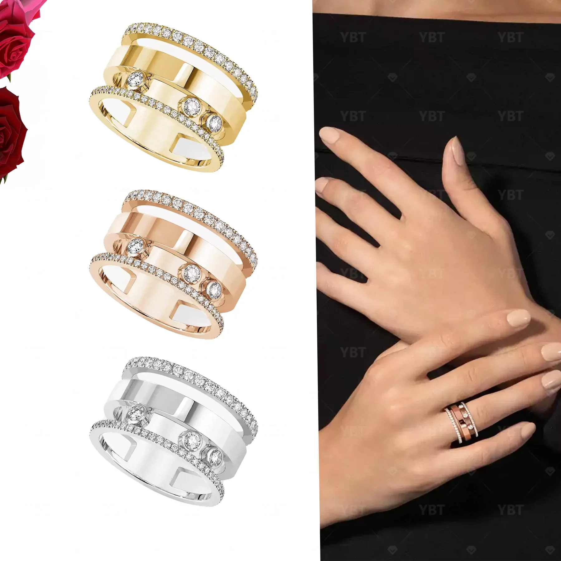 

2024 New S925 Diamond Inlaid Personalized Luxury Design Women's Holiday Gift Ring