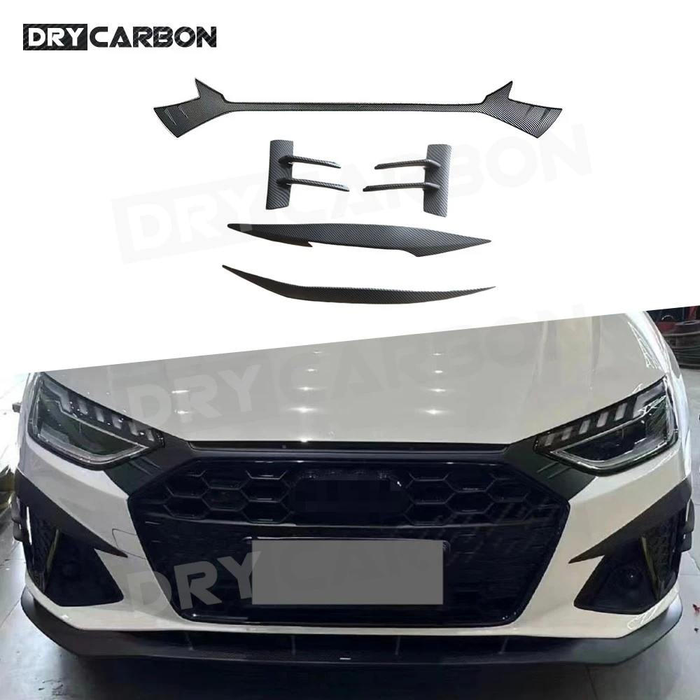 

A Style Front Bumper Canards Spoiler Splitters Front Grille Trim Cover Body Kits ABS For Audi A4 S4 Not Standard 2020-2024