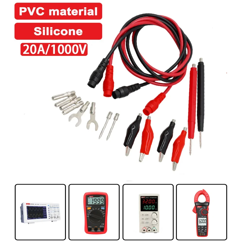 16 Pcs Multimeter Test Leads Kits Universal with Replaceable Needle Probes 1000V 20A Silicone Wire Cable Meter Tester Lead