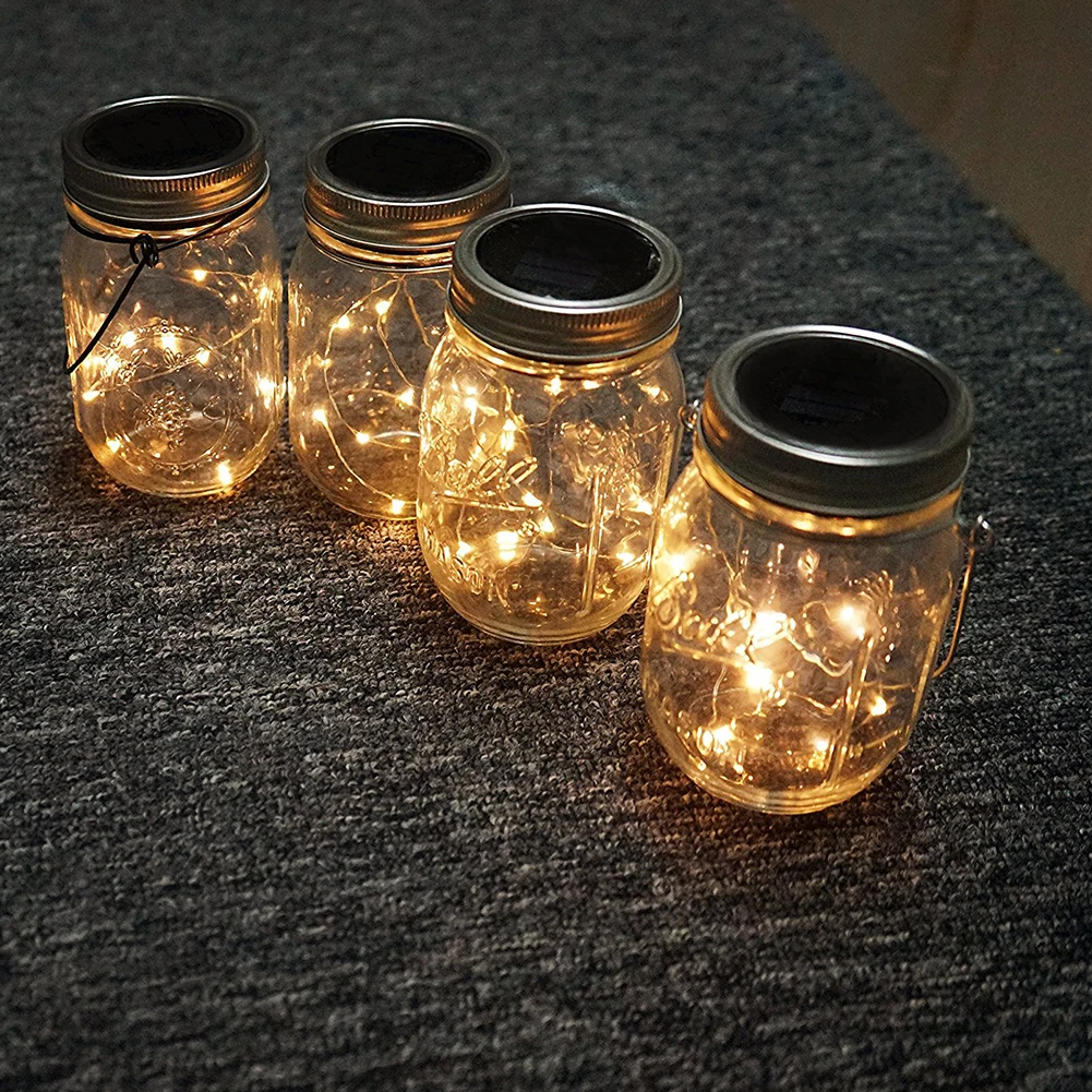 

No Jars Window Lid Insert Deck Solar Mason Jar Light Outdoor Waterproof Yard Garden Home Decor Party Lawn Patio Fairy String