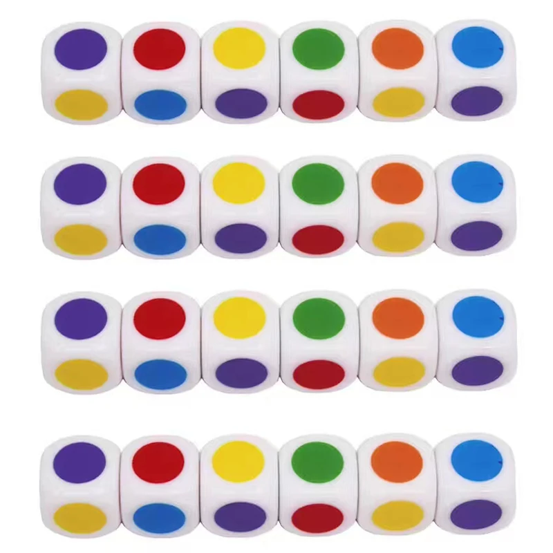 10PCS Six Sided Dice With Colored Dots 16MM Kids Fun Play Classroom Teaching Supplies Juegos Didácticos Para Niños Kinder Spiel