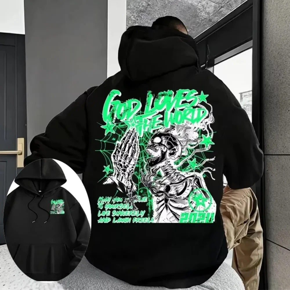 

Лидер продаж, осенняя модная мужская персонализированная толстовка с капюшоном и буквенным принтом черепа, мягкая и удобная