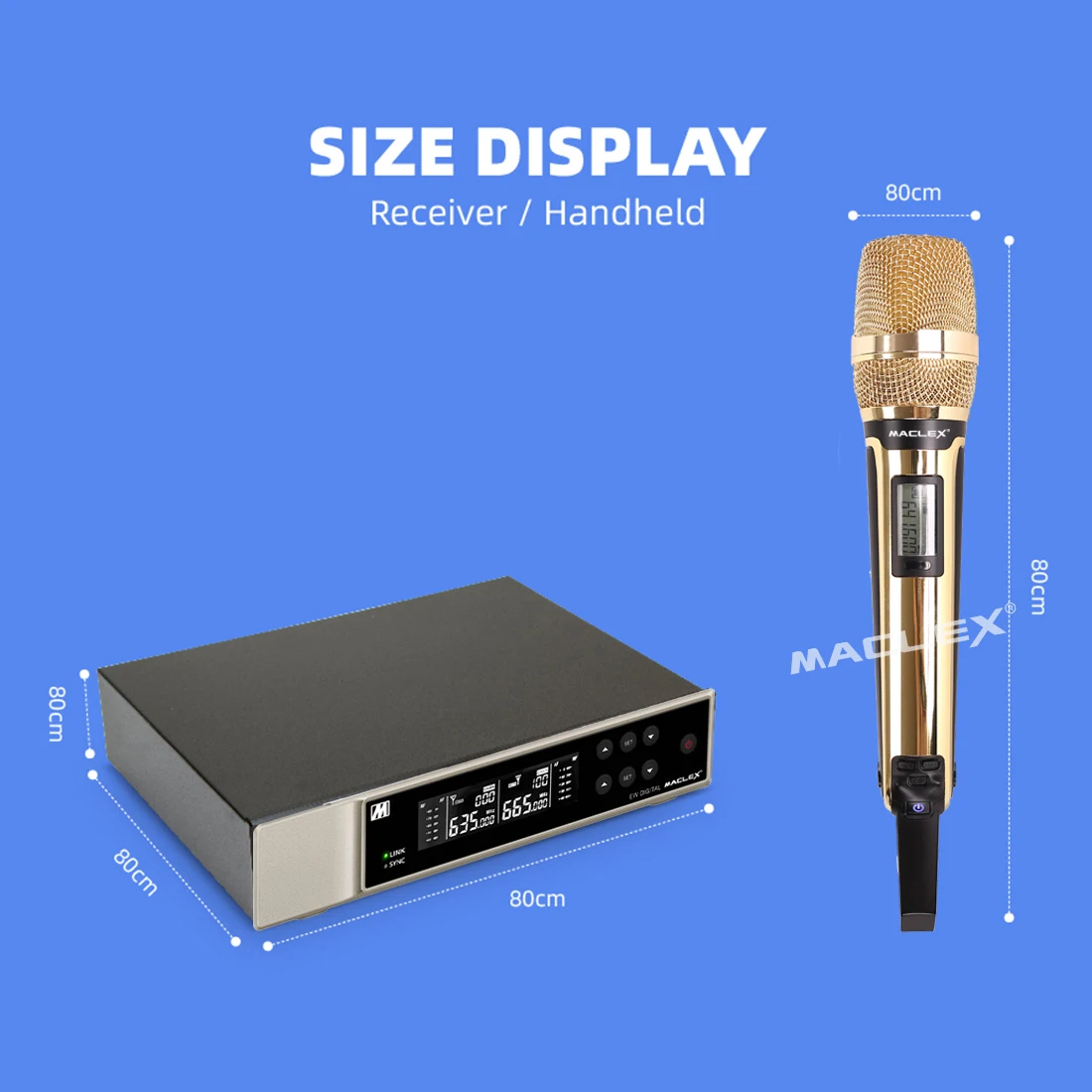 Gold ！！！ MACLEX EW9000 UHF Long Distance Dual Channel Handheld Professional Wireless Microphone System Stage Performance MIC