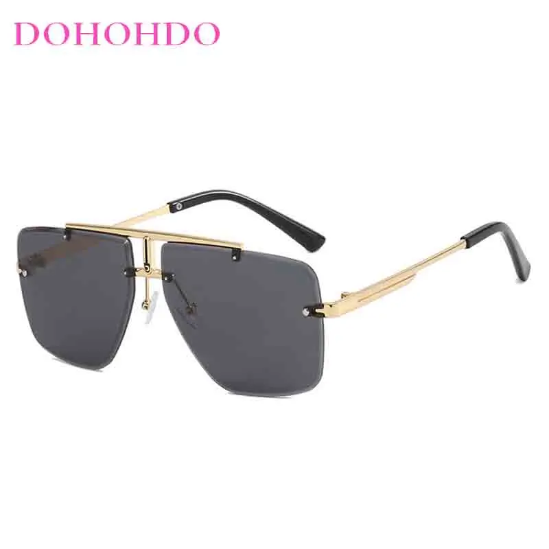 

Rimless Double Bridge Pilot Women's Sunglasses Luxury Design Metal Frame Men Sunglass Driving Travel Shades Ladies Lentes UV400