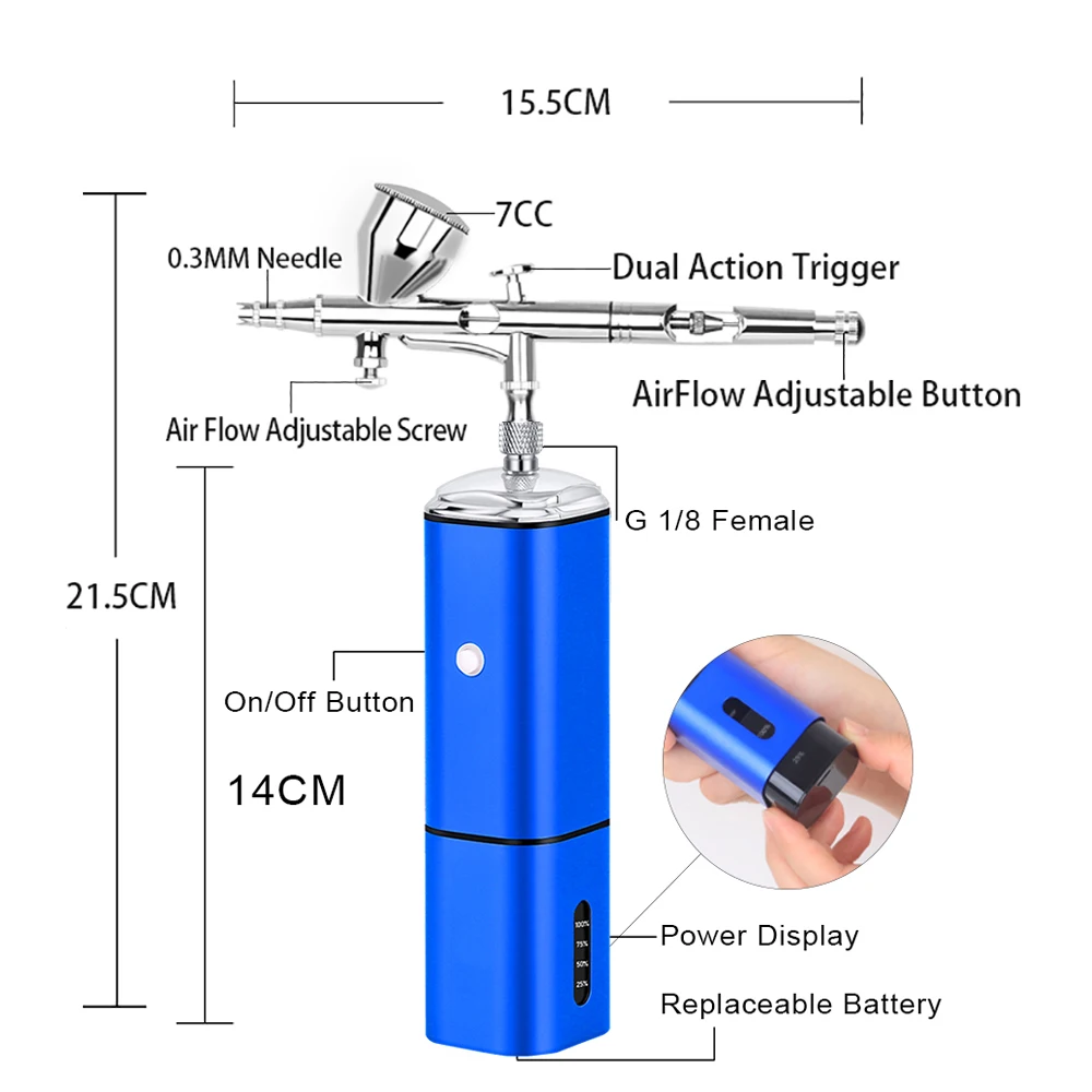 Portable Mini Airbrush Compressor Kit Replace Battery Paint Spray Gun DIY High Pressure Pneumatic For Make Up Nail Cake Car Art