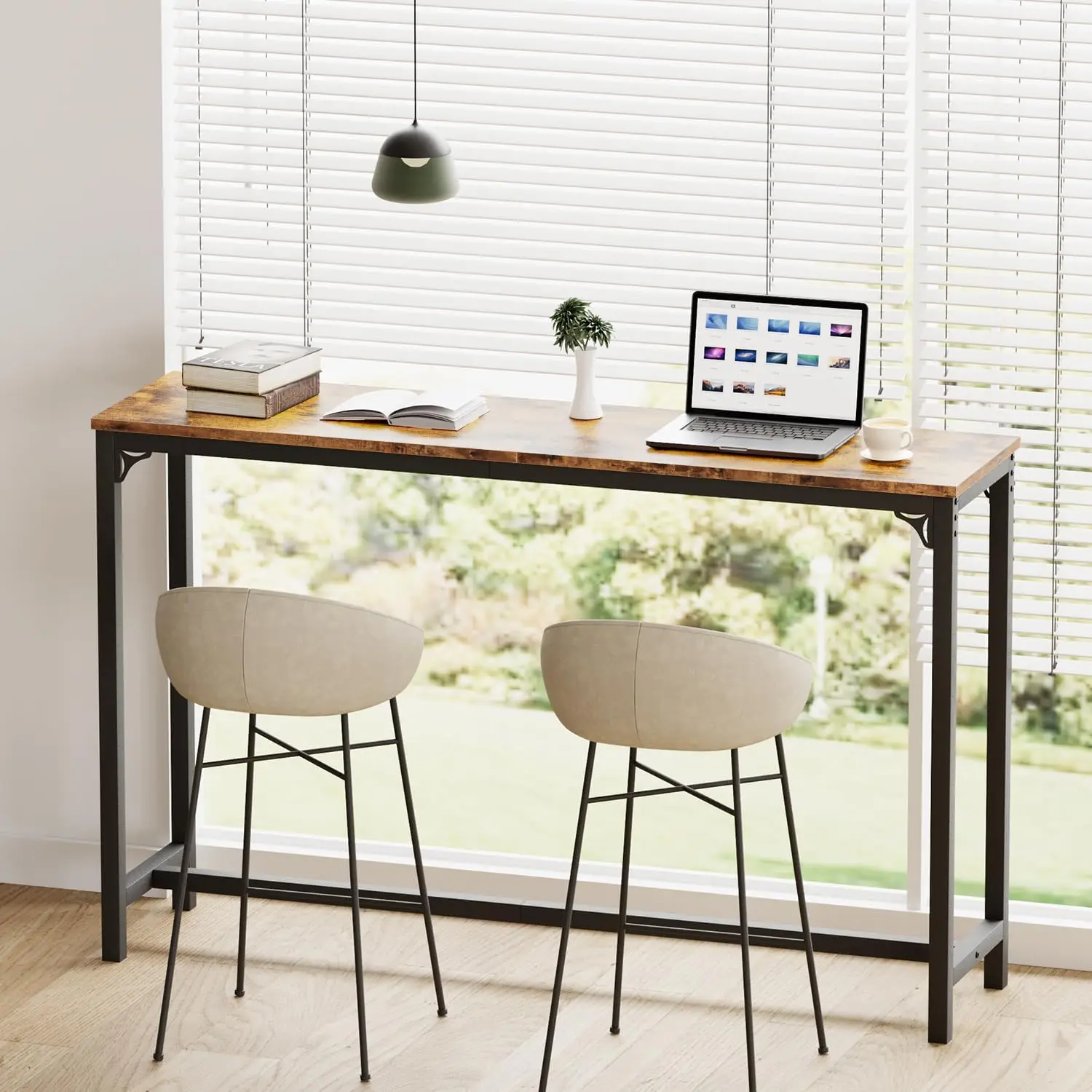 63" Bar  Height Pub Table, Counter Height Bar Table, Rectangular High Top Kitchen & Dining Counter Tables with Sturdy Legs & Eas