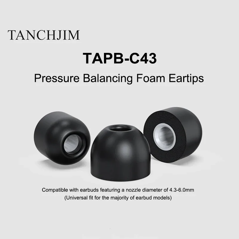 TANCHJIM TAPB-C43 Pressure Balancing Foam Eartips Compatible with earbuds featuring a nozzle diameter of 4.3-6.0mm