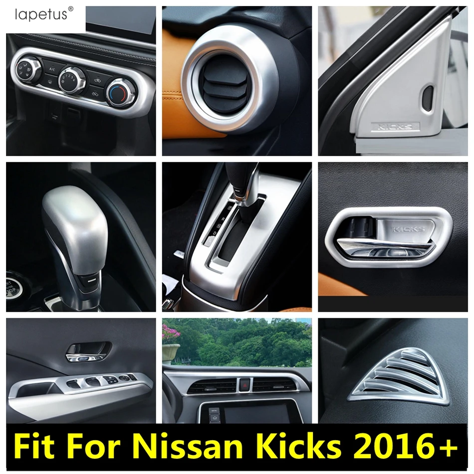 

Matte Accessories For Nissan Kicks 2016 - 2024 ABS Central Dashboard Air AC Outlet Gear Panel Shift Head Handle Bowl Cover Trim