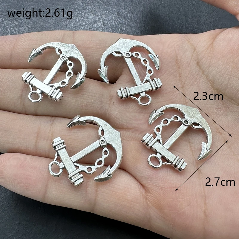 10pcs Handmade Metal Jewelry Boat Anchor Pendant DIY Charm Earrings Bracelets Necklace Supplies Discovered Accessories Wholesale