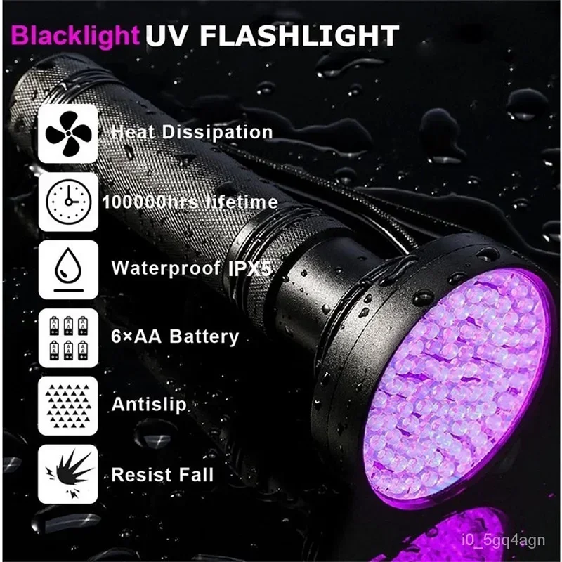 1/2/3Pack 100 LED UV Flashlights Blacklight 395NM Portable Ultraviolet Torch Lamp for Pet Urine Detection Resin Curing Scorpion