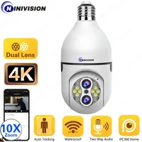 8MP 4K  E27 Bulb Camera WiFi Baby Monitor 10X Zoom Auto Tracking Indoor Video Surveillance Home Security Cam Floodlight Carecam