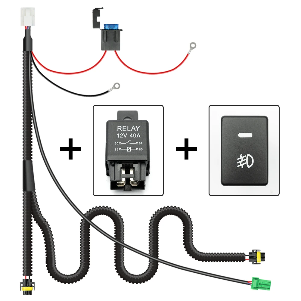 For Nissan 350Z 370Z GT-R Qashqai J10 Leaf Juke Led Fog Lamp Wiring Harness Fuse Relay Kits Wire Connector Switch H8 880 H10 HB3