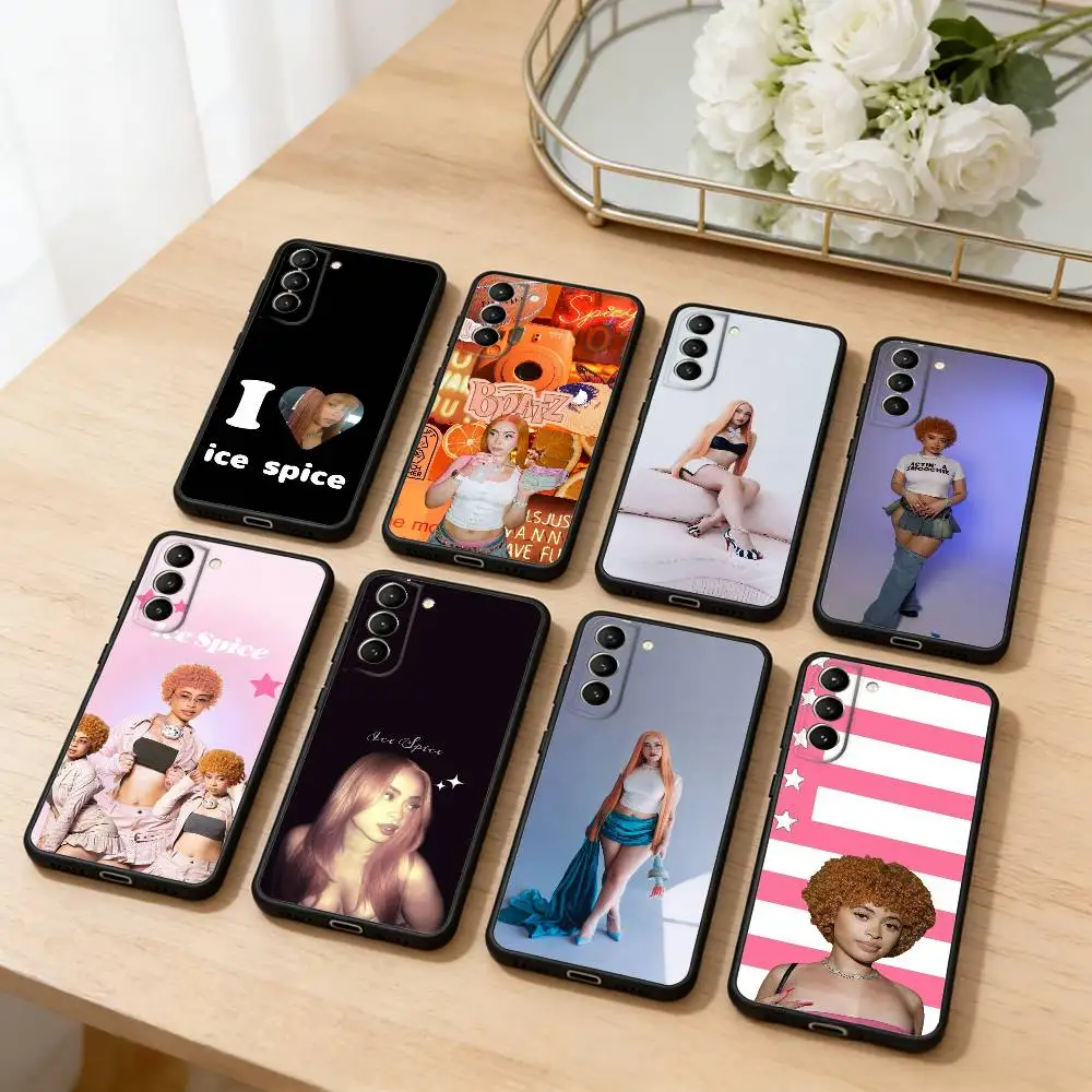 

I-Ice Spice Rapper Phone Case For Samsung S25,24,23,22,30,21,10,9,Ultra,Plus,Lite,FE,4,5 G Soft Black Case