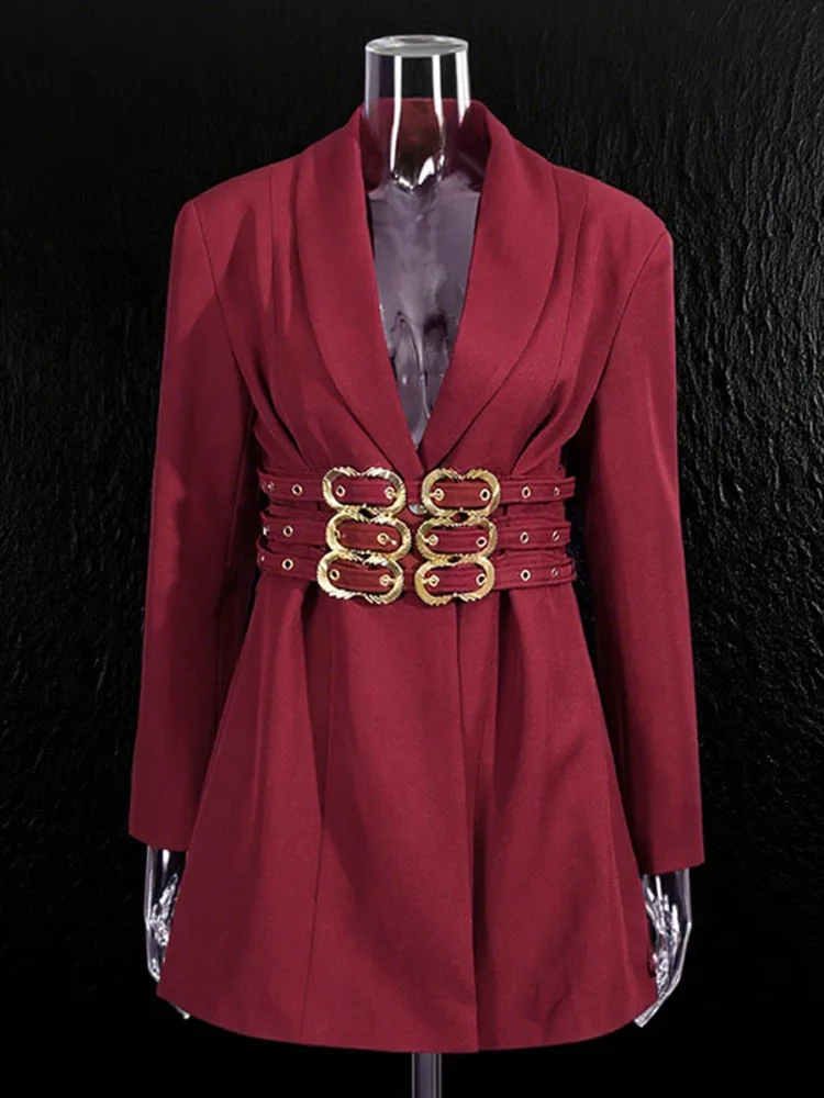 ZMEENNA-Chaqueta blanca para mujer con cinturón con hebilla dorada, Chaqueta corta elegante, prendas de vestir exteriores para oficina, abrigo de fiesta elegante ZM4068