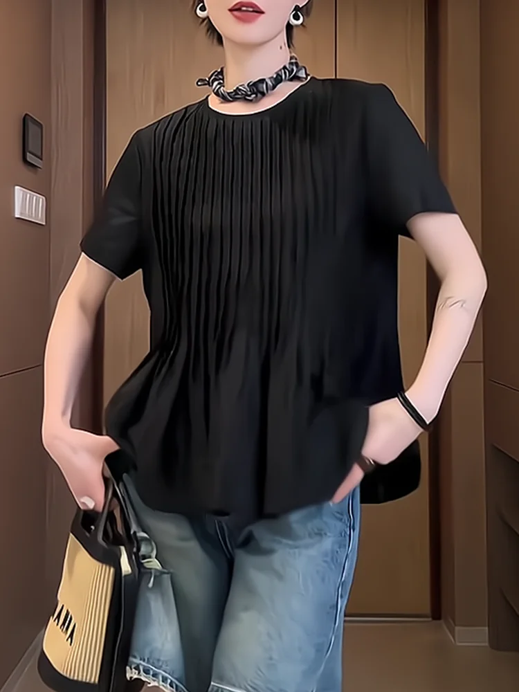 

Ele Slimming Loose Fit ort Sve irt Women's Summer New Sle Breathable Thin Material Korean Sle Top