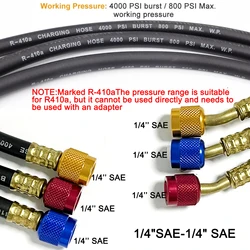 3 pz R410 refrigerante AC tubo di ricarica 800-4000 PSI pressione di esercizio Fit HVAC aria condizionata R134a R32 manometro del collettore del refrigerante