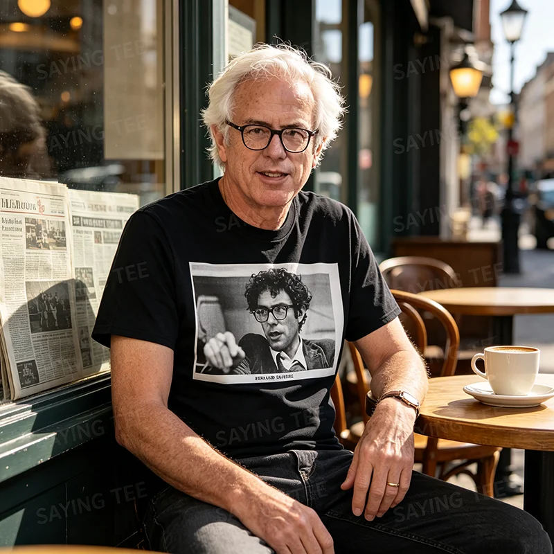 Präsident Bernie Sanders Young in University T-Shirt Y2k Politischer Retro-Stil Grafik-Bekleidung Weiche Baumwoll-T-Shirts Vintage-T-Shirt – Detail 4