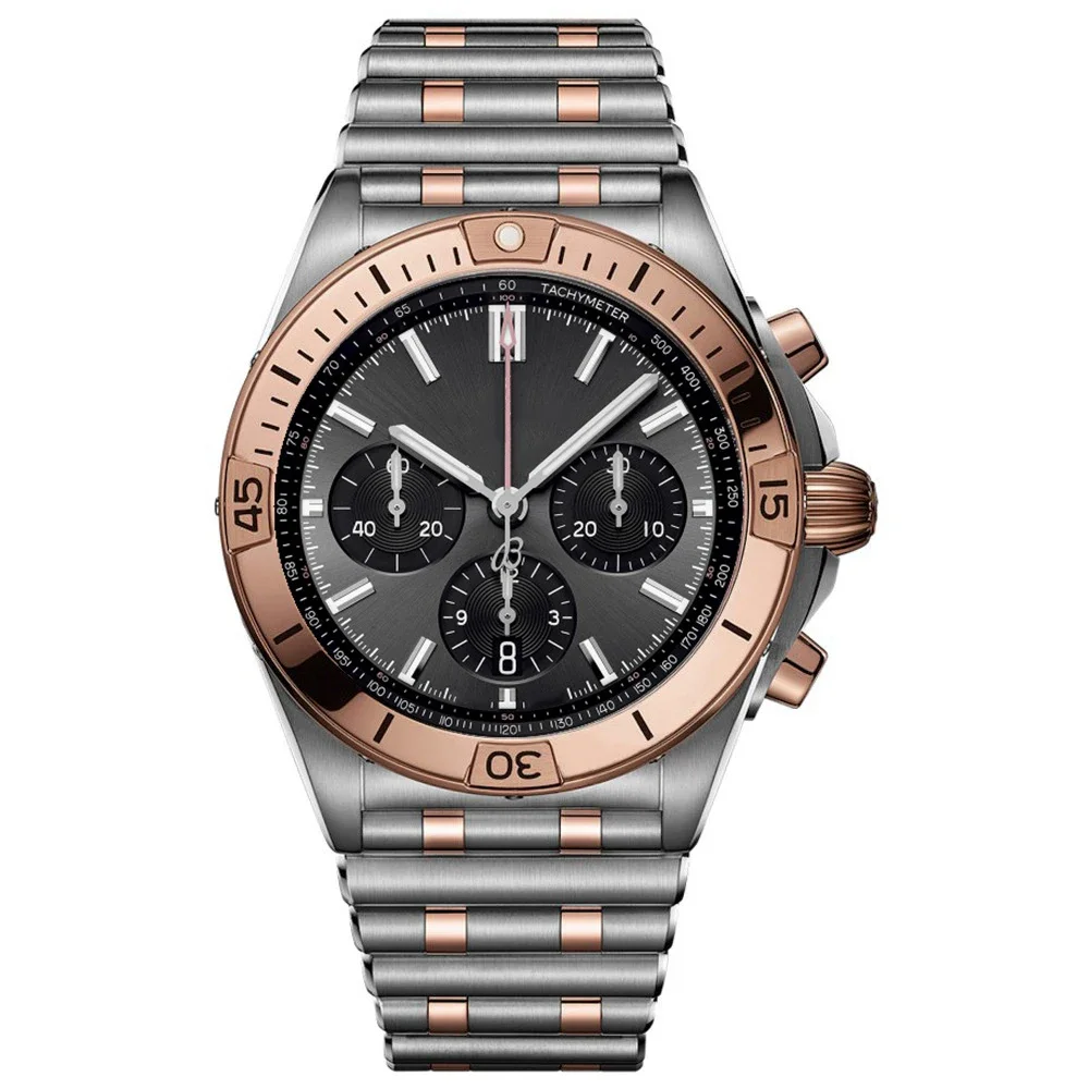 Montre de luxe à mouvement à Quartz pour hommes, chronographe, Date, en acier inoxydable, 202544mm