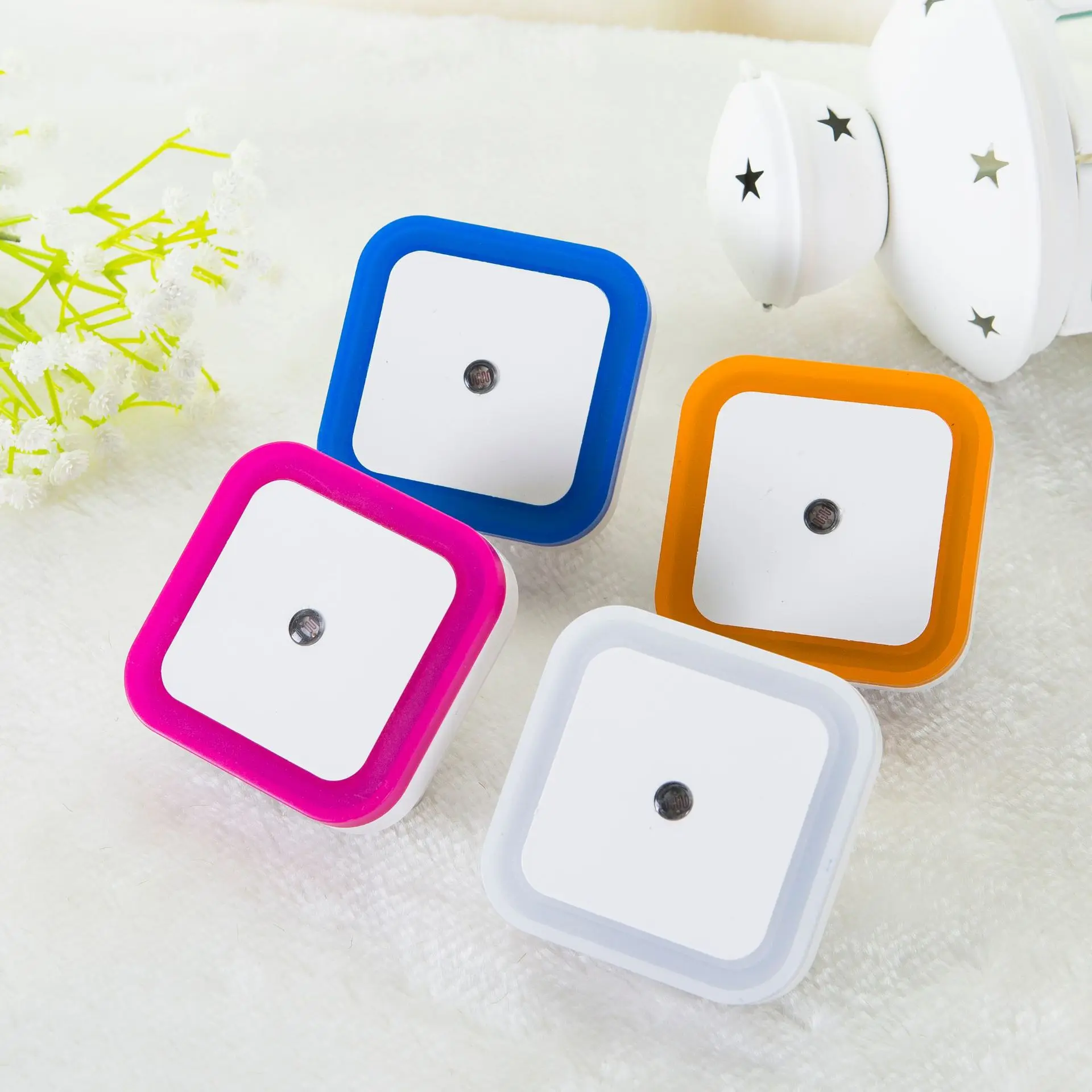 EU/US/UK Plug Mini LED Night Light 110V/220V Square Shape Wall Lamp Sensor Control Energy Saving Light For Room Stairs Corridor