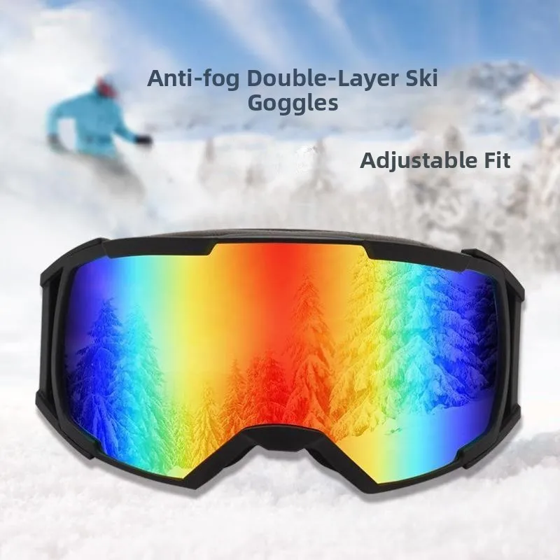 

Горнолыжные очки с двойным слоем противотуманной защиты от снежной слепоты, с широким обзором, для альпинизма, ветрозащитные, для молодежи